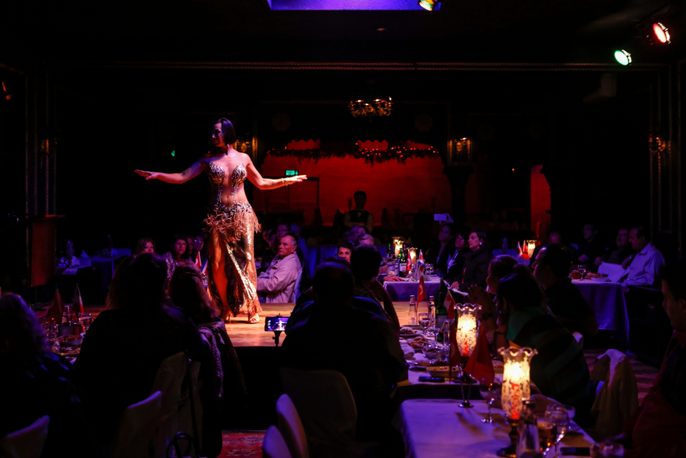 Traditional Turkish belly dance performance on a Bosphorus dinner cruise in Istanbul